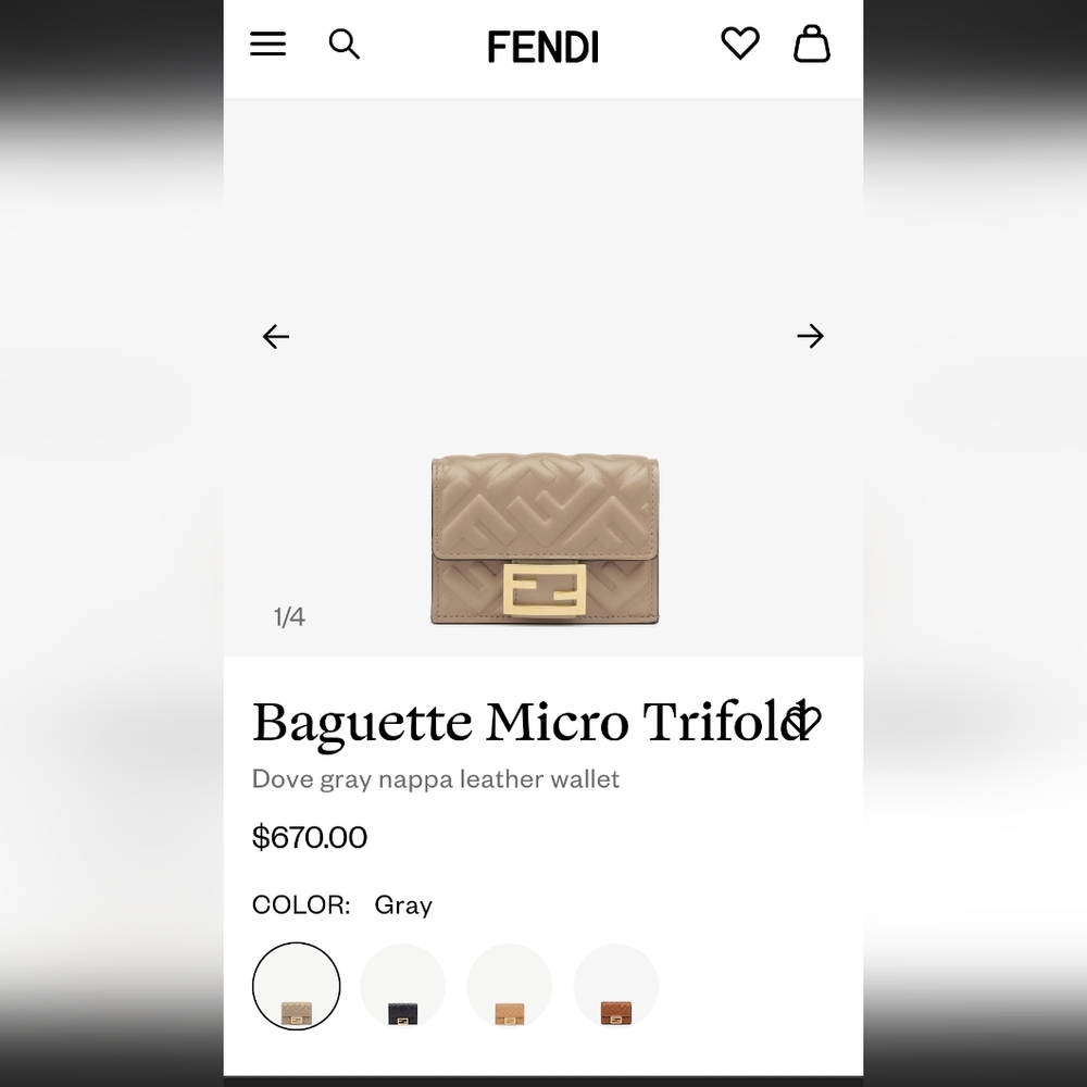 *SOLD* Authentic Pre-owned Fendi Zucca Baguette FF Micro Trifold Wallet - Picture 13 of 14